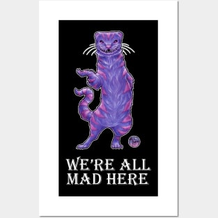 The Cheshire Cat Ferret - We're All Mad Here - White Outlined Version Posters and Art